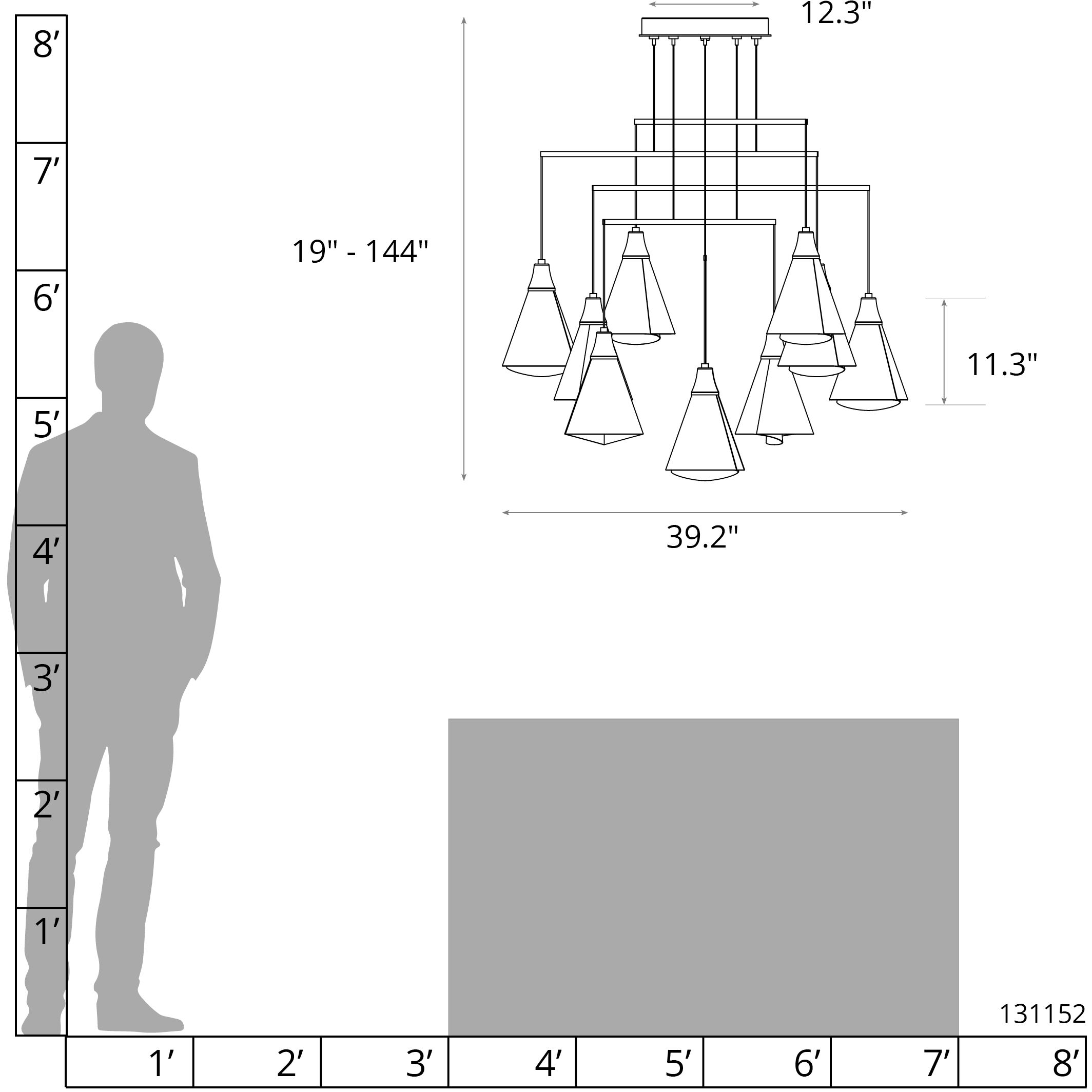 Mobius 10 Light 39.2 inch Black Mobile Pendant Ceiling Light