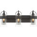 Ravik 3 Light 24 inch Dark Matte Black Vanity Wall Light