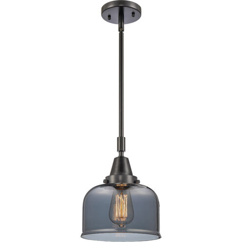 Franklin Restoration X-Large Bell LED 12 inch Matte Black Mini Pendant Ceiling Light in Plated Smoke Glass