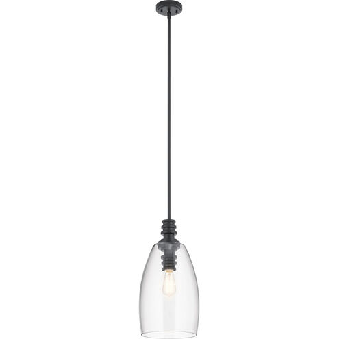 Lakum 1 Light 10 inch Black Pendant Ceiling Light in Clear