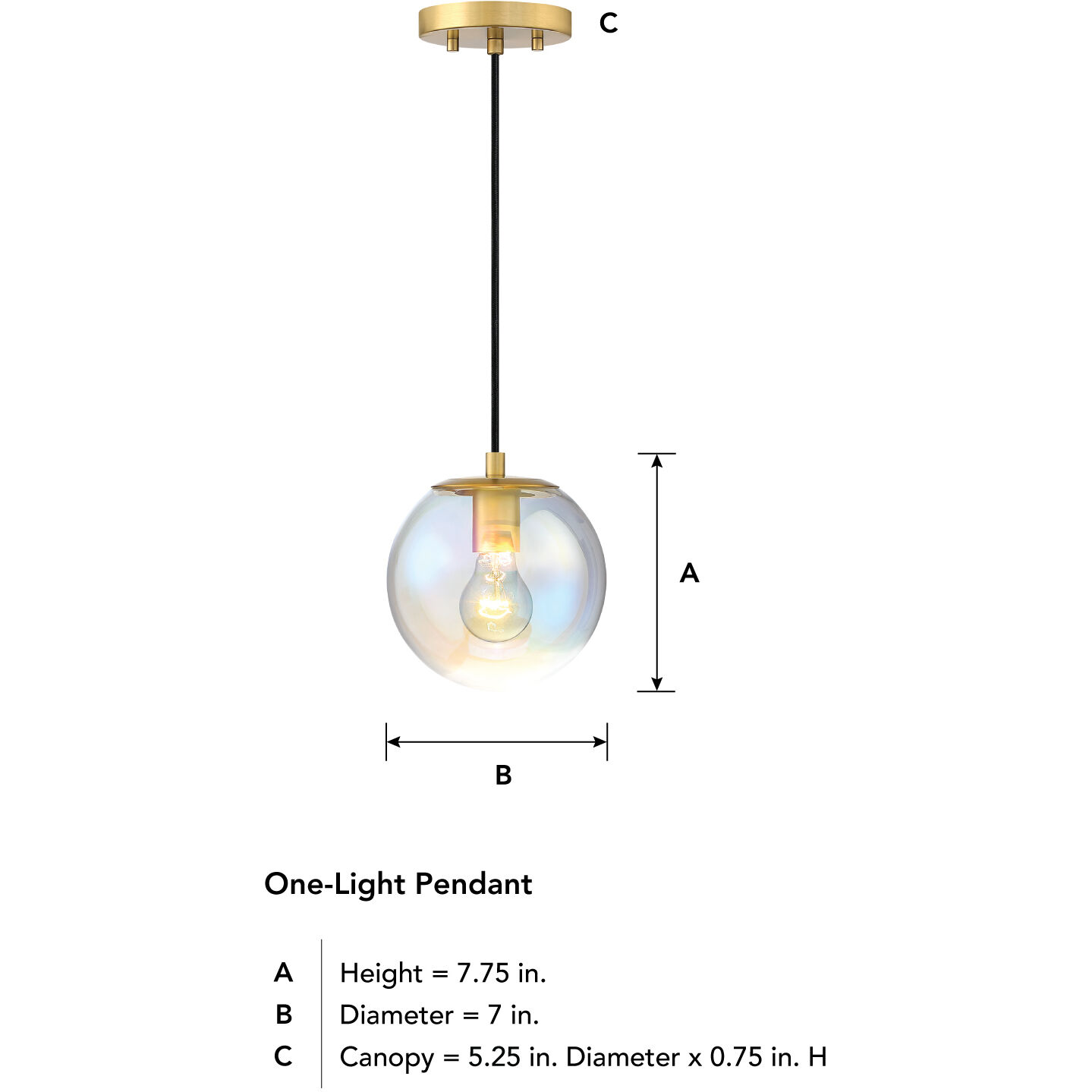 Neva LED 7 inch Brushed Gold Pendant Ceiling Light