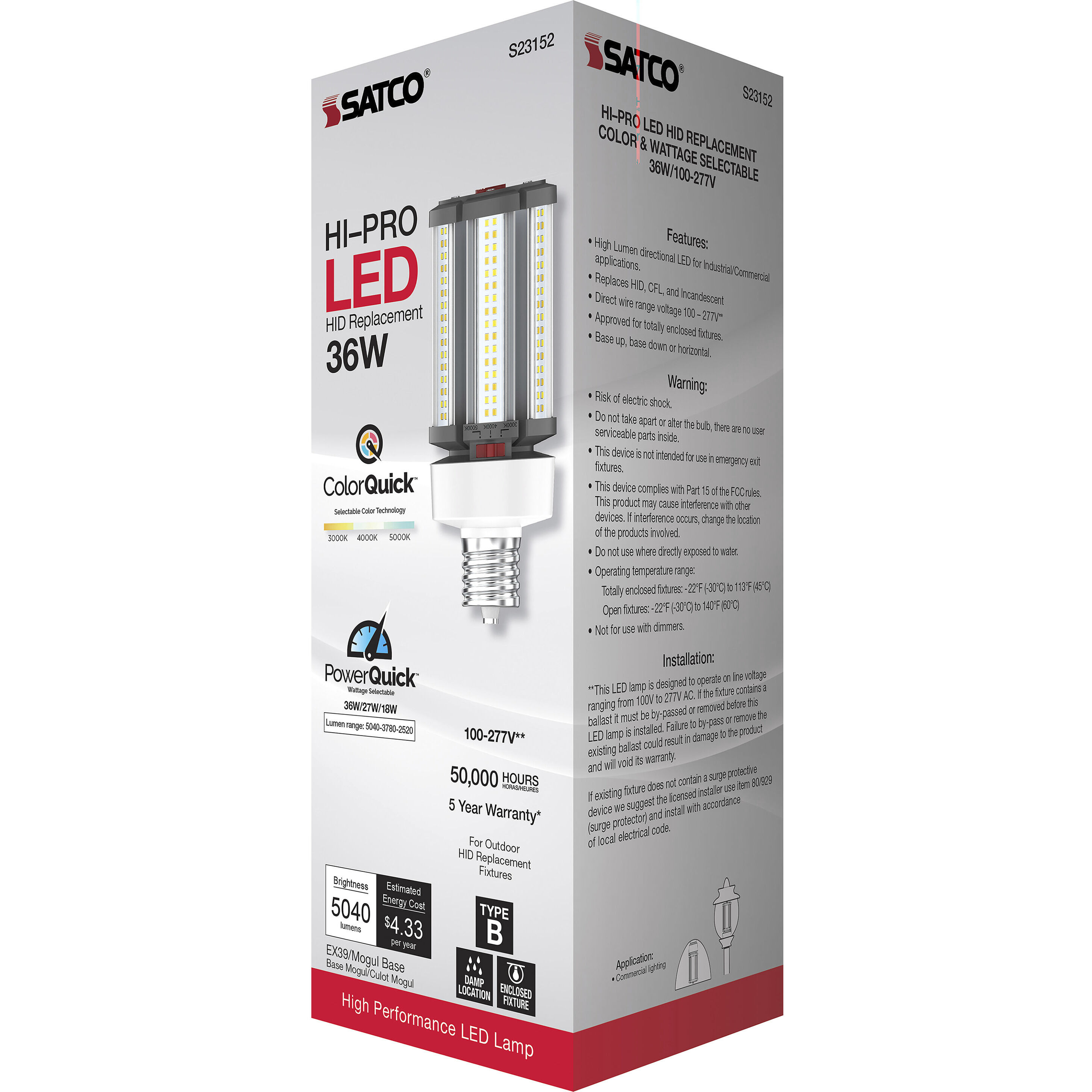 Lumos LED Extended Mogul 18.00 watt 3000K Light Bulb