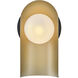 Zuri Sconce Wall Light in Black with Lacquered Brass