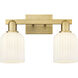 Downtown Urban Bridal Veil 2 Light 16 inch Brushed Brass Bath Vanity Light Wall Light in Gloss White Glass