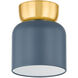 Batya 1 Light 6.25 inch Aged Brass/Slate Blue Flush Mount Ceiling Light