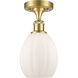 Eaton 1 Light 5.5 inch Satin Gold Semi-Flush Mount Ceiling Light in Matte White Glass