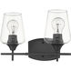 Joliet 2 Light 15 inch Matte Black Vanity Wall Light