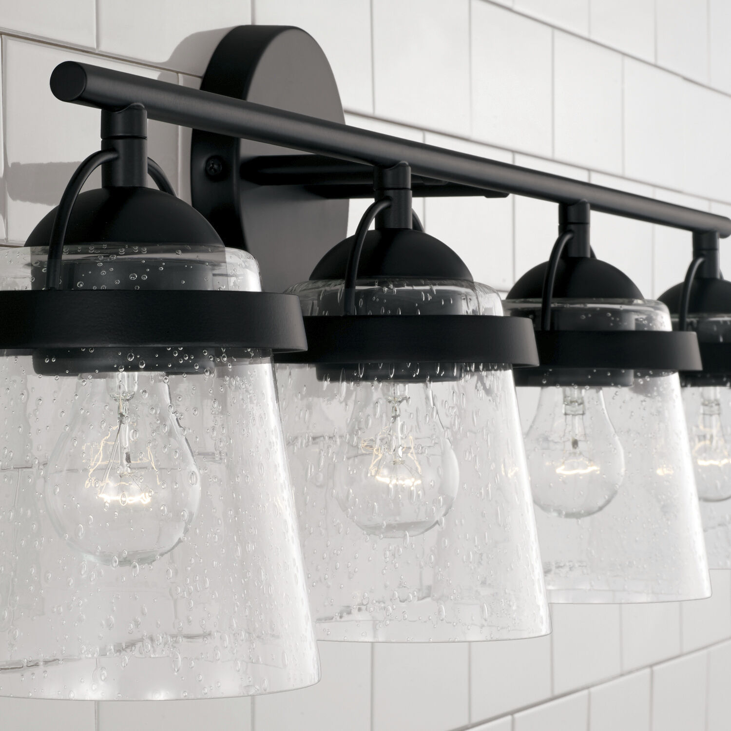 Madison 4 Light 33 inch Matte Black Vanity Light Wall Light