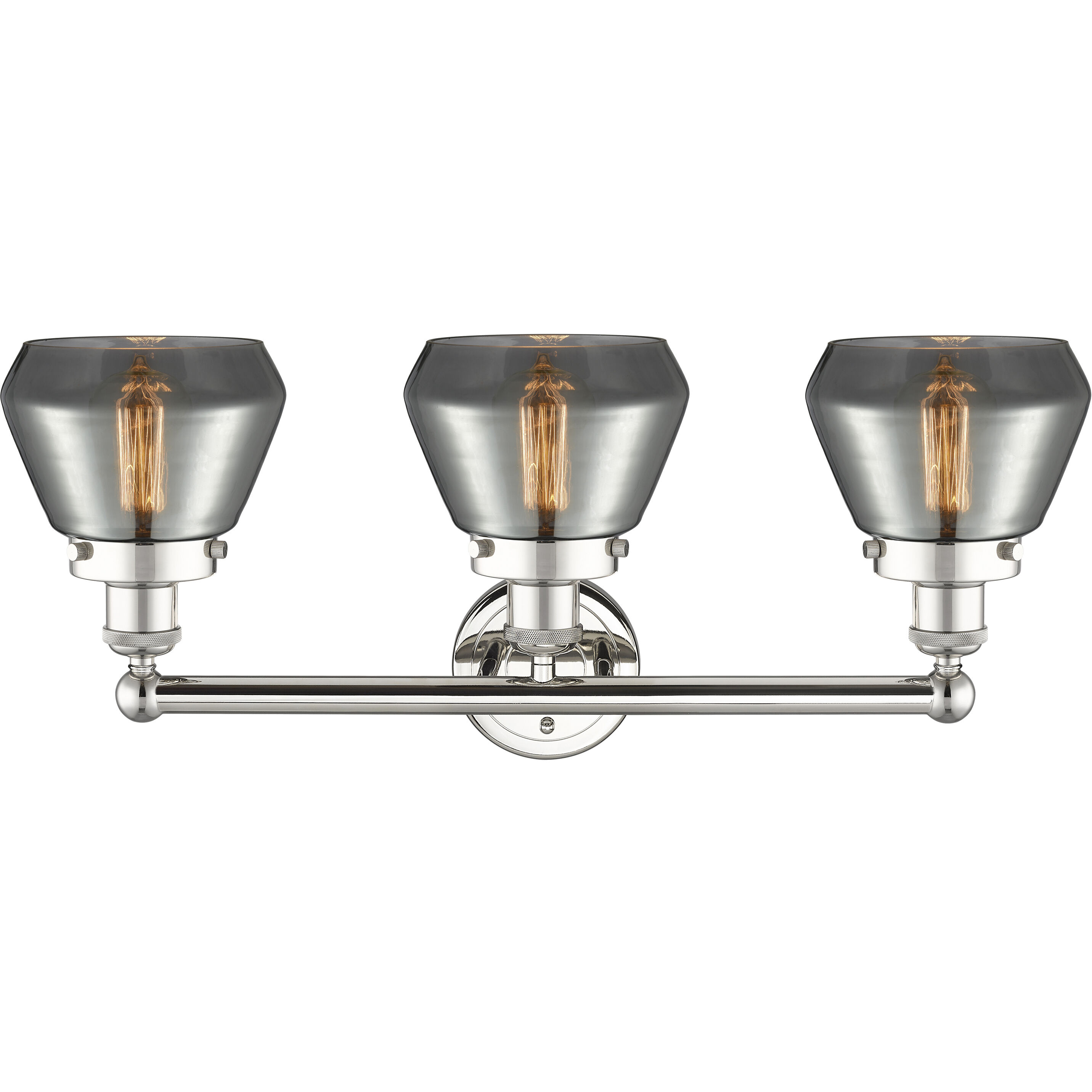 Fulton 3 Light 24.5 inch Polished Nickel Bath Vanity Light Wall Light in Plated Smoke