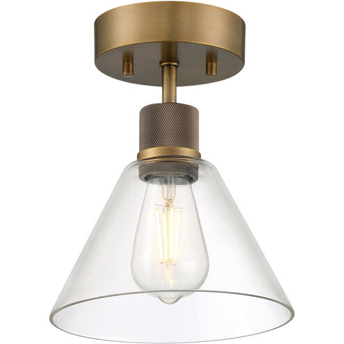 Port Nine LED 8 inch Antique Brushed Brass Semi-Flush Ceiling Light