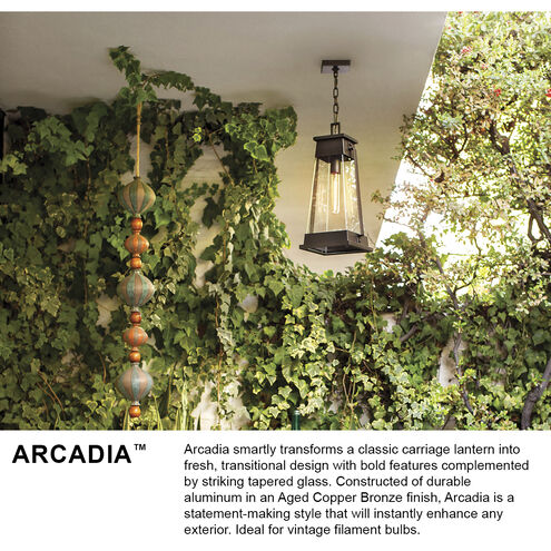 Arcadia LED 14 inch Aged Copper Bronze Outdoor Wall Mount Lantern, Medium