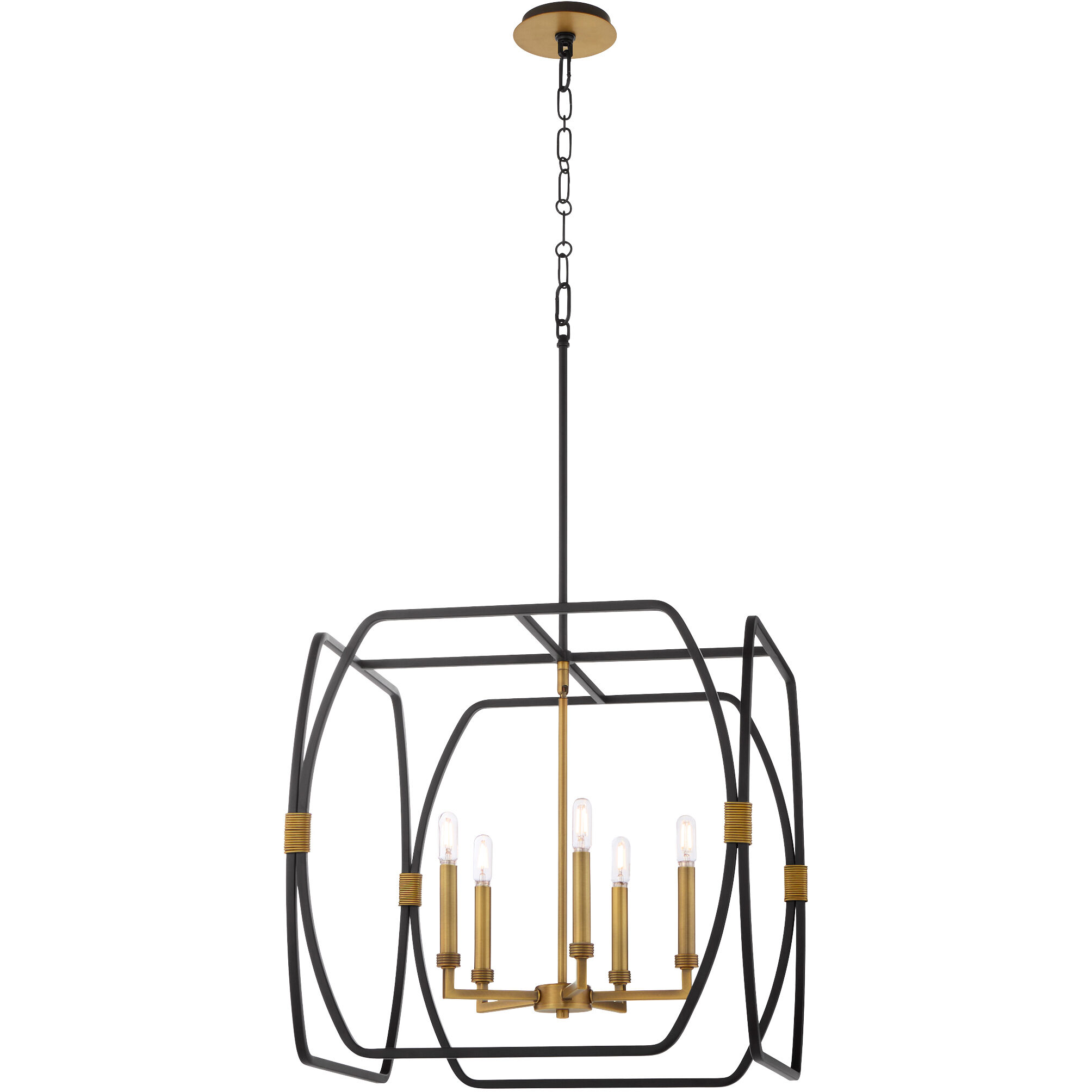 Bishop 5 Light 21.5 inch Matte Black and Brushed Brass Pendant Ceiling Light