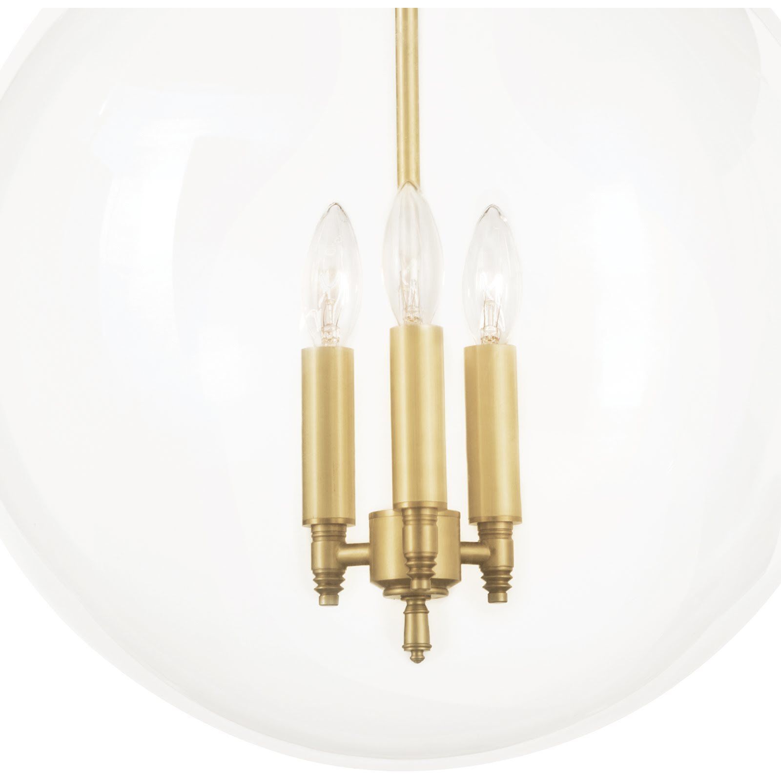 Globe 3 Light 15 inch Natural Brass Pendant Ceiling Light