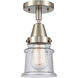 Franklin Restoration Small Canton 1 Light 6 inch Brushed Satin Nickel Flush Mount Ceiling Light in Seedy Glass