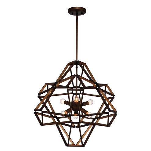 Unity 6 Light 23 inch Chestnut Bronze Exterior with Gold Interior Chandelier Ceiling Light 