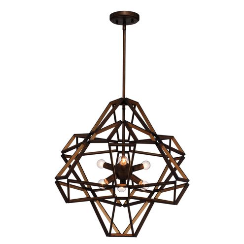 Unity 6 Light 23 inch Chestnut Bronze Exterior with Gold Interior Chandelier Ceiling Light