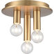 Pepper 3 Light 8 inch Brushed Gold Flush Mount Ceiling Light