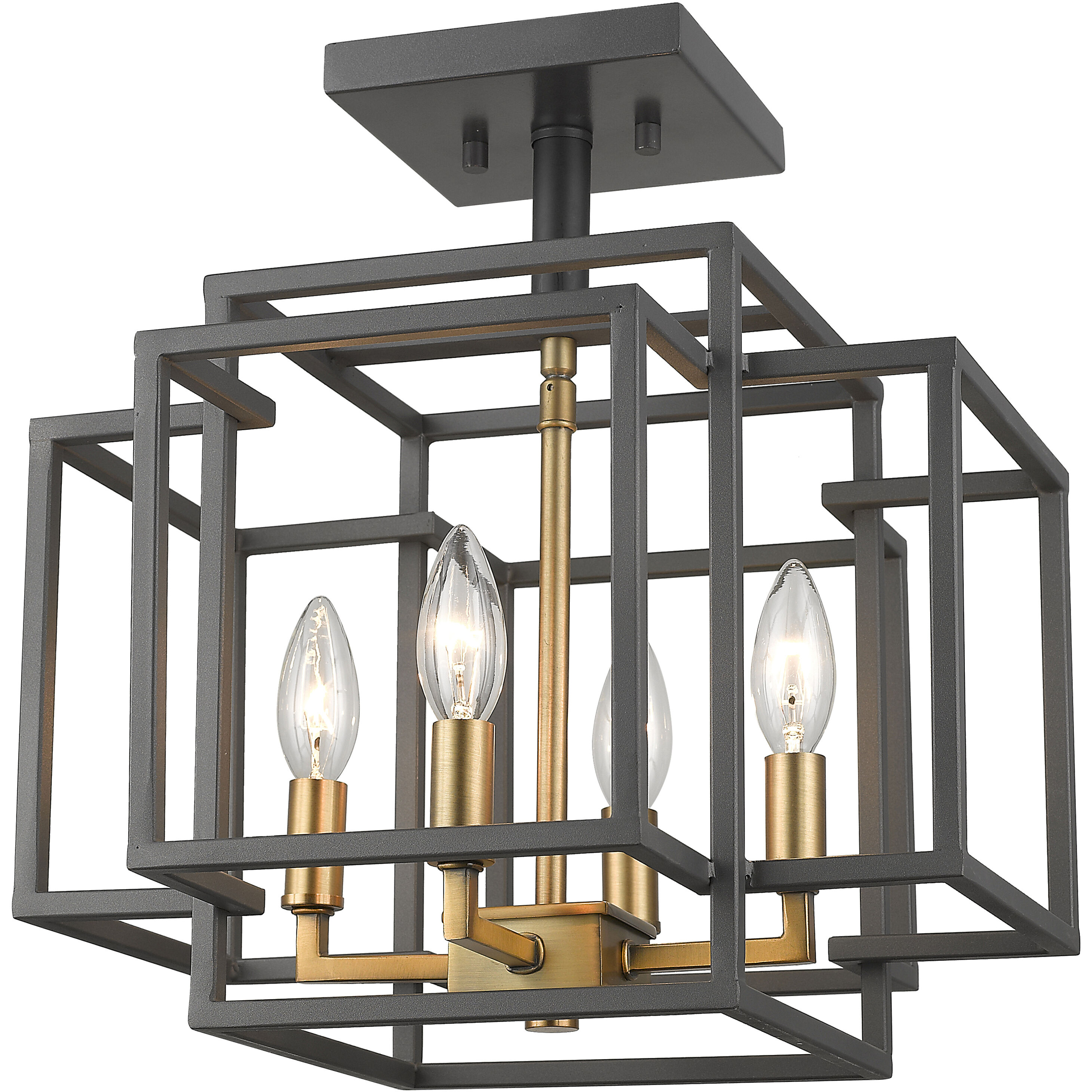 Titania 4 Light 14 inch Bronze and Olde Brass Semi Flush Mount Ceiling Light