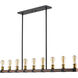 Kirkland 9 Light 56 inch Rustic Mahogany Linear Chandelier Ceiling Light