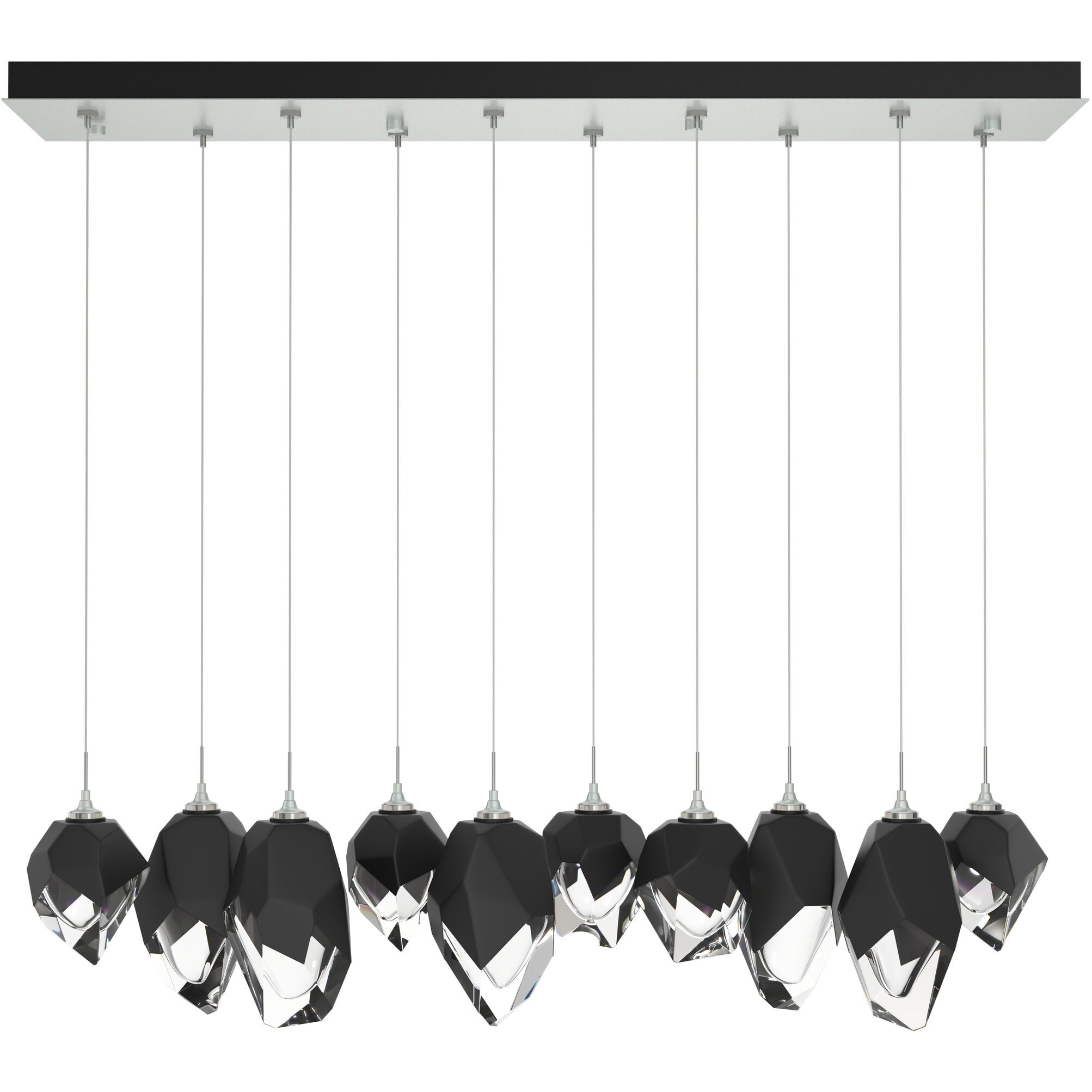Chrysalis 10 Light 10.1 inch Vintage Platinum Pendant Ceiling Light in Black Crystal