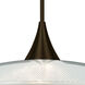 Spazio 1 Light Bronze Cord Pendant Ceiling Light in Incandescent, Clear with Frost Glass