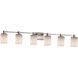 Limoges 6 Light 48.5 inch Brushed Nickel Vanity Light Wall Light in Pleats, Cylinder with Flat Rim, Incandescent