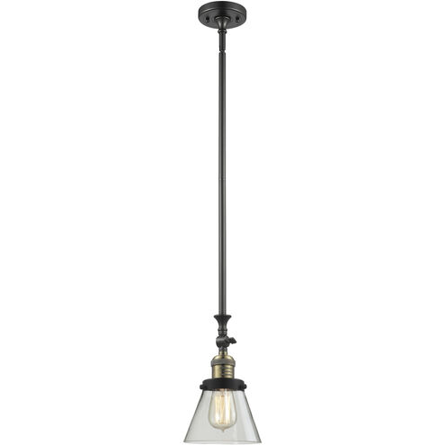 Franklin Restoration Cone LED 6 inch Black Antique Brass Mini Pendant Ceiling Light in Clear, Franklin Restoration