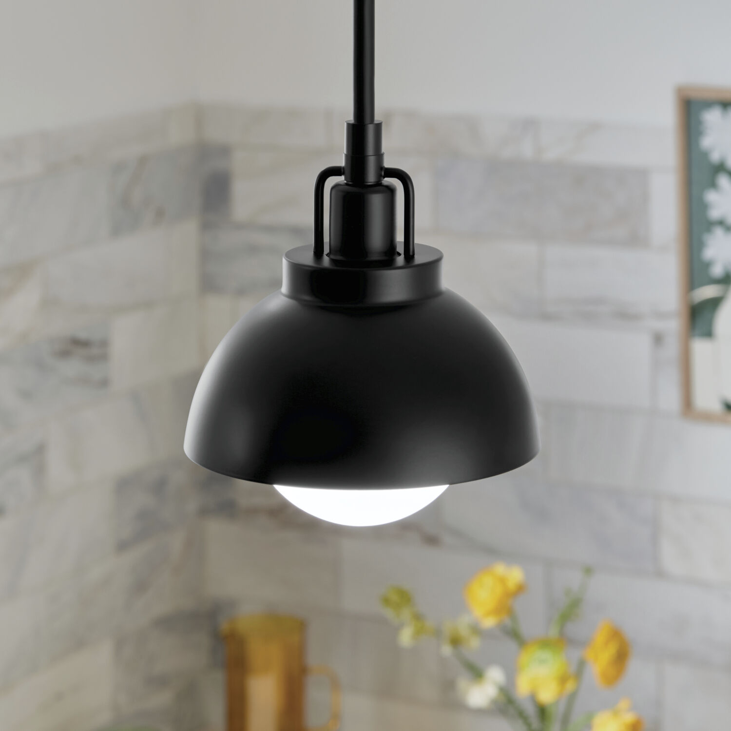 Niva LED 8 inch Black Semi Flush Mount Ceiling Light