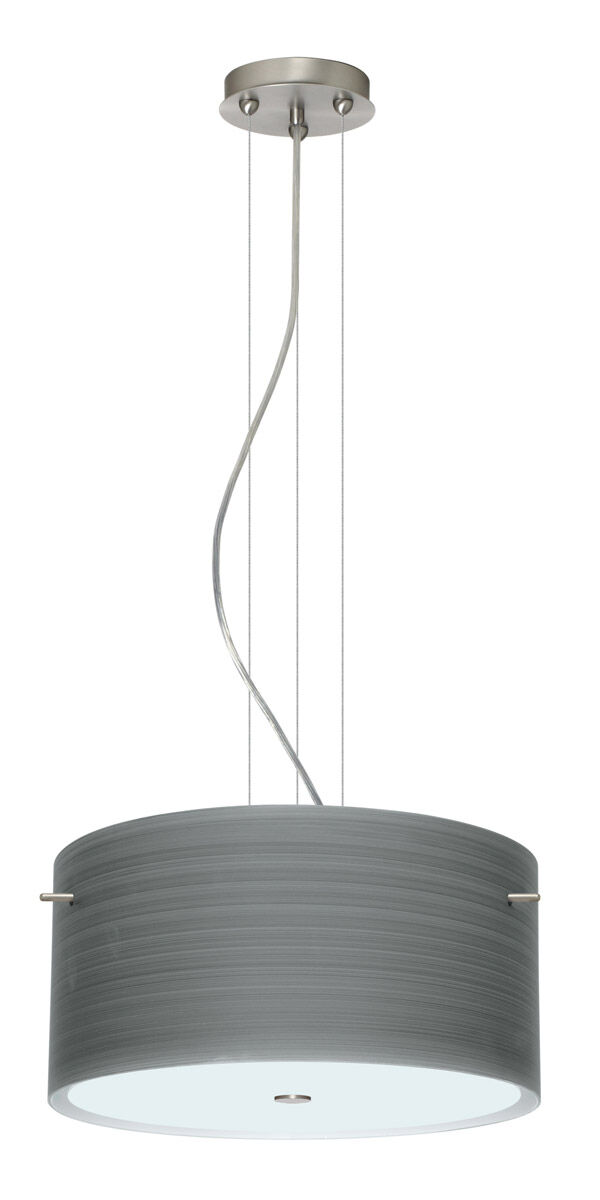 Tamburo LED Satin Nickel Pendant Ceiling Light in Titan Glass