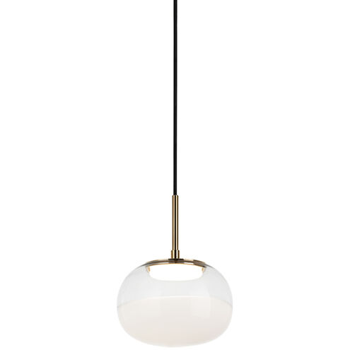 Matteo Lighting Jayce LED 7.88 inch Aged Gold Brass Pendant Ceiling Light in Aged Gold Brass and White C60501AGWH - Open Box
