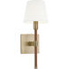Katie 1 Light Time Worn Brass / Saddle Leather Wall Sconce Wall Light 