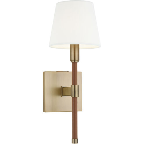 Katie 1 Light Time Worn Brass / Saddle Leather Wall Sconce Wall Light