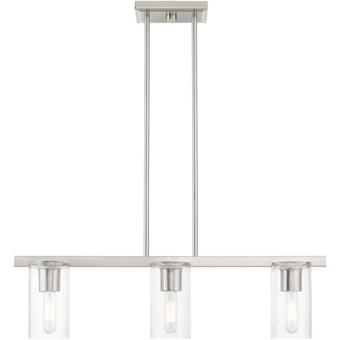 Clarion 3 Light 30 inch Brushed Nickel Linear Chandelier Ceiling Light