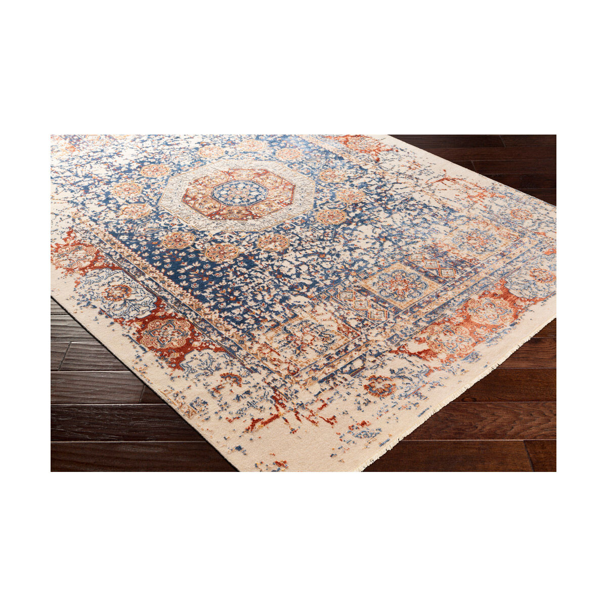 Ivorine 156 X 108 inch Navy/Burnt Orange/Ivory/Mustard/Taupe Rugs, Rectangle