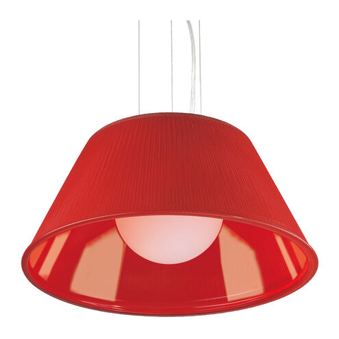 Ribo 1 Light 20 inch Chrome Pendant Ceiling Light in Red, Large