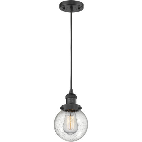 Franklin Restoration Beacon LED 6 inch Matte Black Mini Pendant Ceiling Light in Seedy, Franklin Restoration