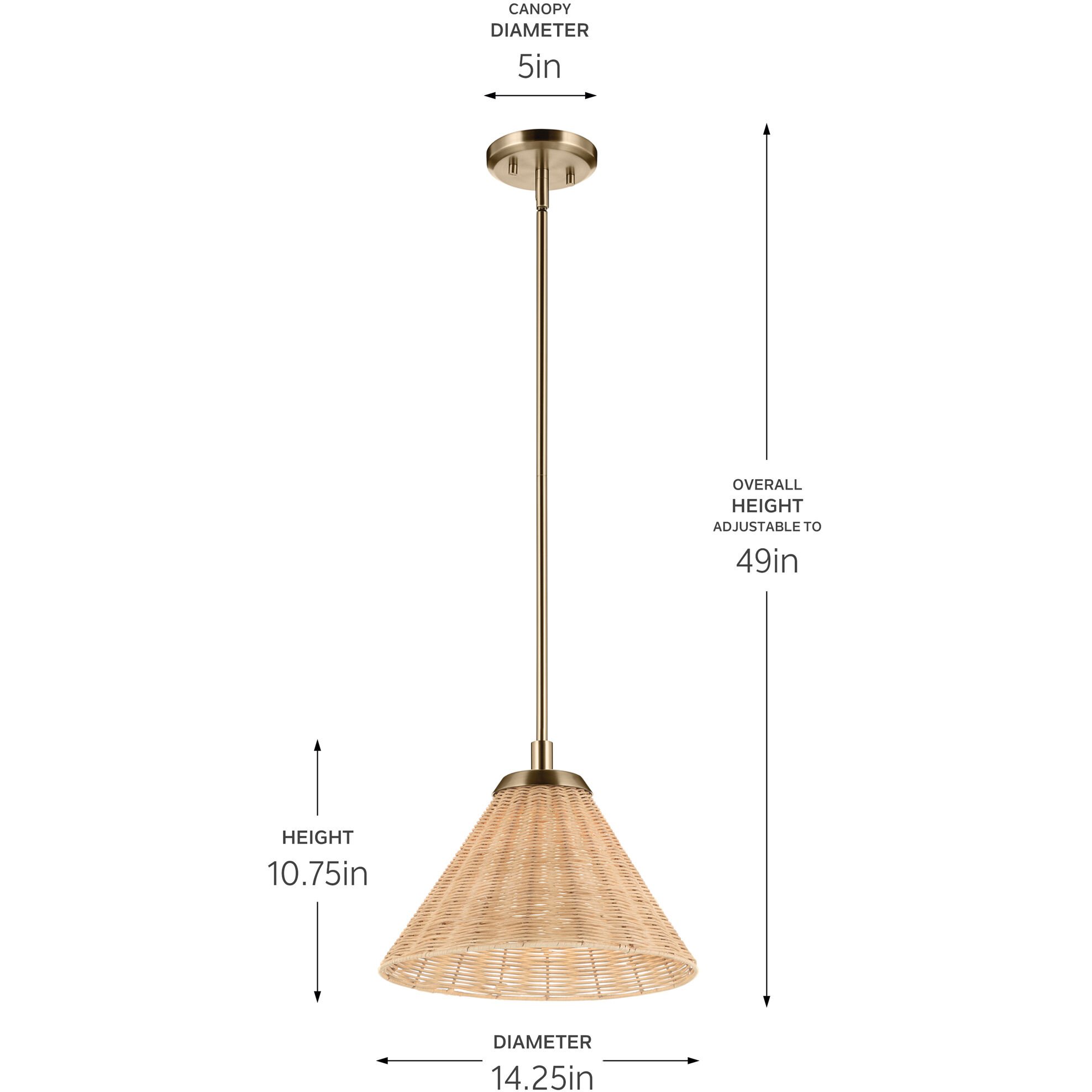 Bekah 1 Light Champagne Bronze Pendant Ceiling Light, Convertible
