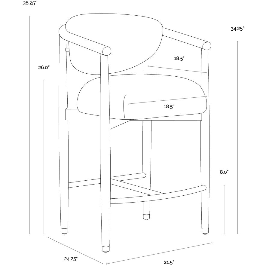Sigrid 36.25 inch Light Oak / Monument Oatmeal Counter Stool