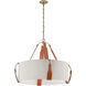 Saratoga 4 Light 31.9 inch Antique Brass Pendant Ceiling Light in Leather Chestnut, Flax, Large