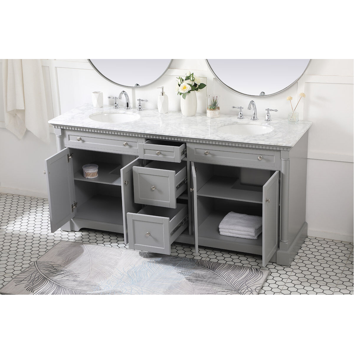 Clarence 72 X 22 X 35 inch Grey Vanity Sink Set