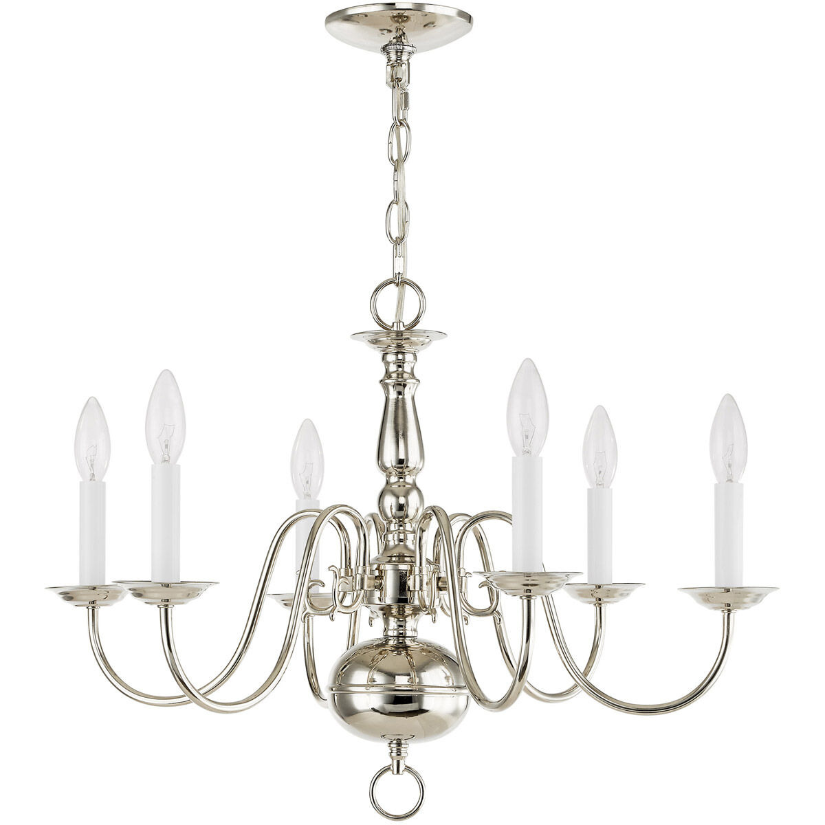 Williamsburgh 6 Light 24 inch Polished Nickel Chandelier Ceiling Light
