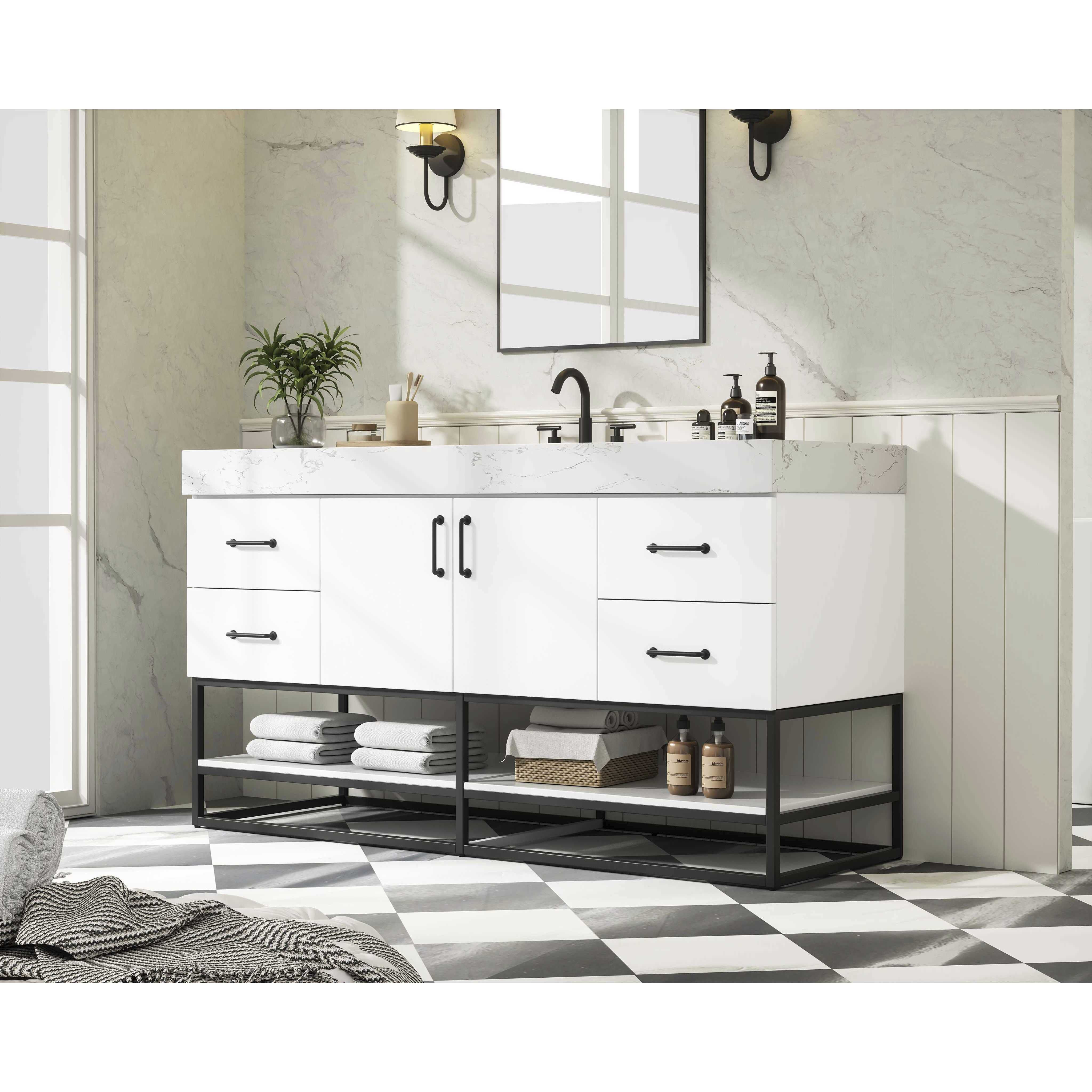 Caroline 60 X 34 inch White Bathroom Vanity Cabinet