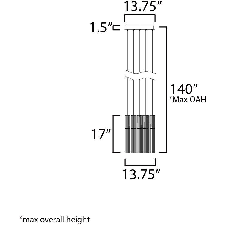 Reeds LED 13.75 inch Black Multi-Light Pendant Ceiling Light