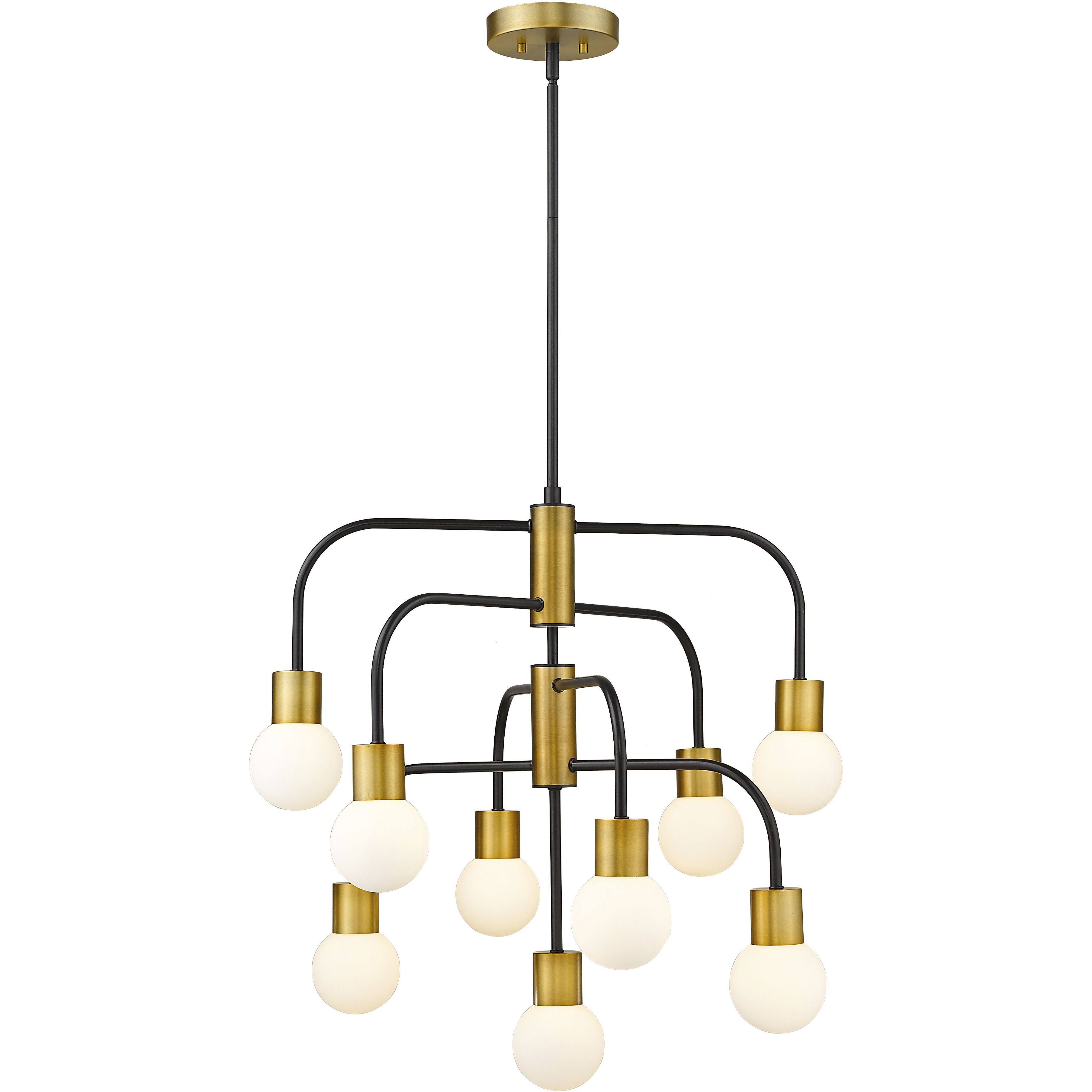 Neutra 9 Light 26.5 inch Matte Black and Foundry Brass Chandelier Ceiling Light