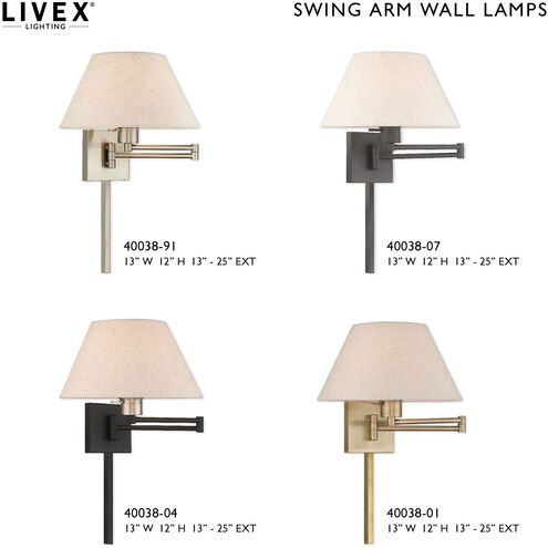 Allison 25 inch 100.00 watt Black Swing Arm Wall Lamp Wall Light