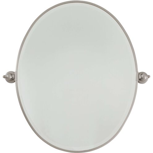 Pivot Mirrors 32 X 31 inch Brushed Nickel Mirror, Oval Beveled