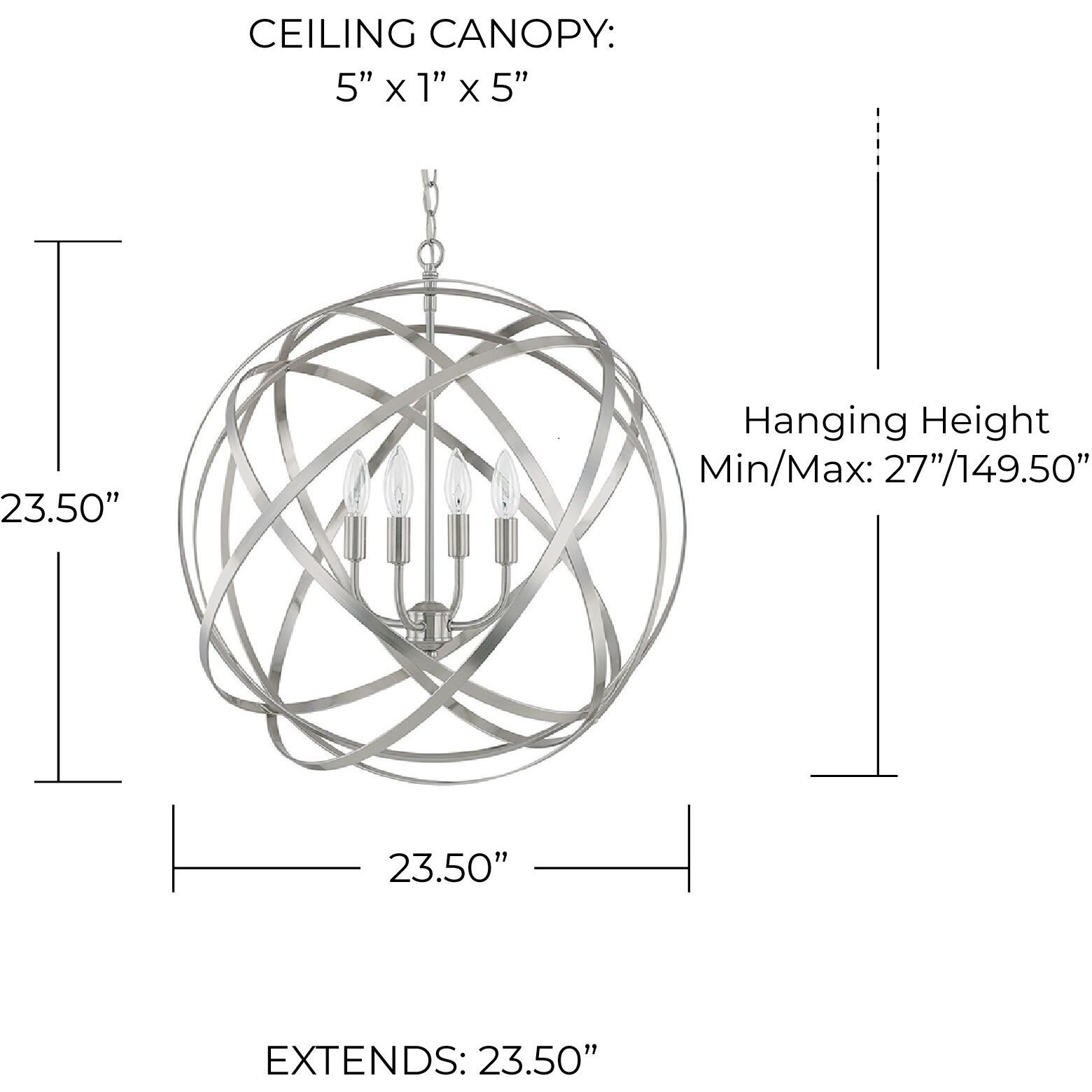 Axis 4 Light 23 inch Brushed Nickel Pendant Ceiling Light in (None)