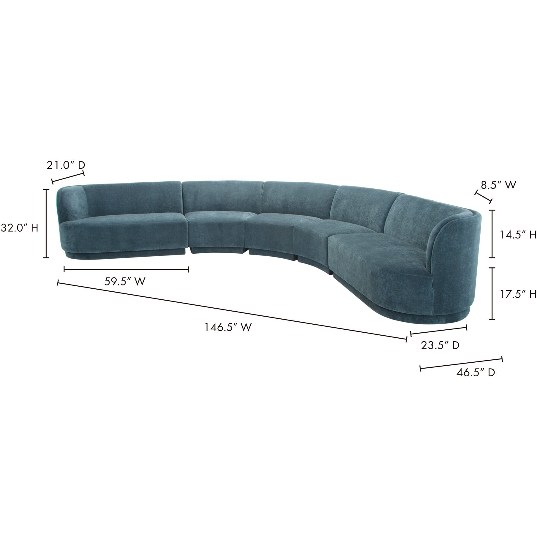 Yoon Blue Modular Sectional, Radius