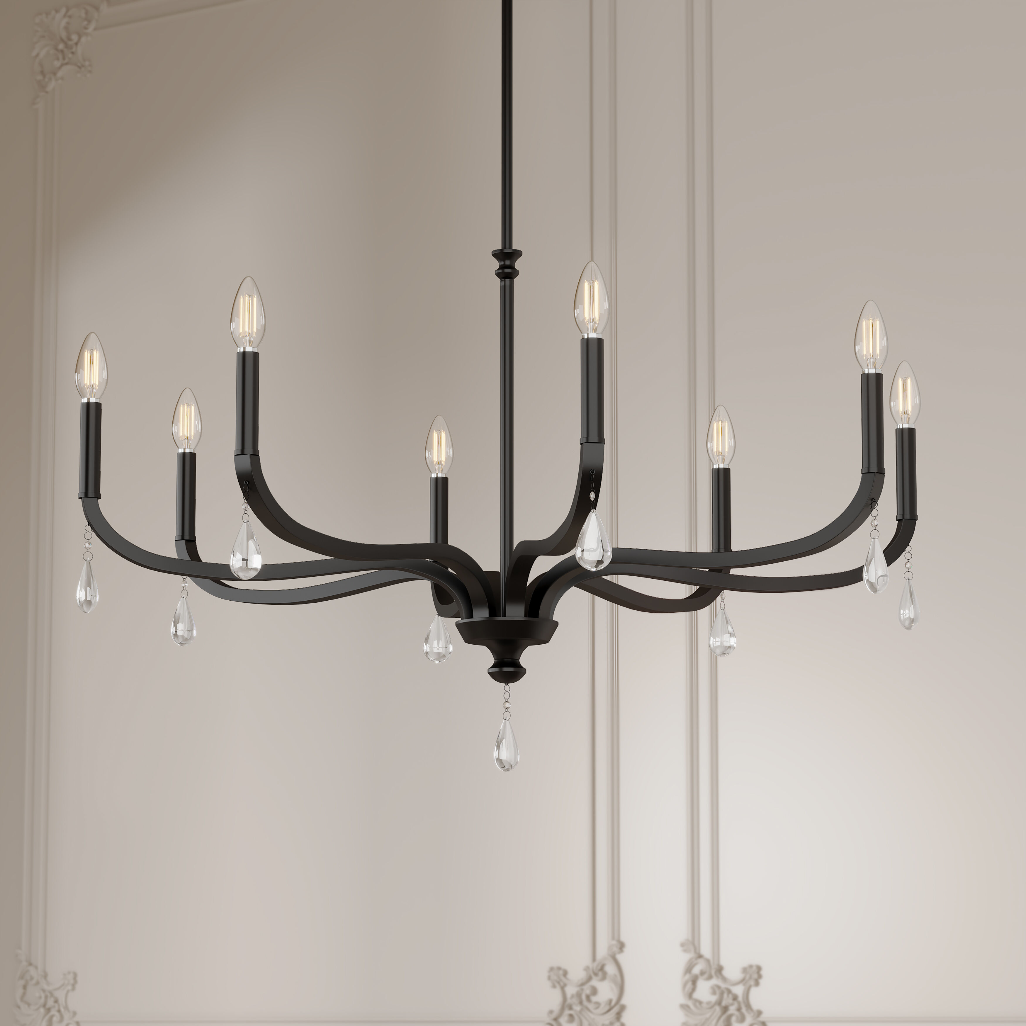 Viremont 8 Light 36 inch Matte Black Chandelier Ceiling Light