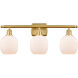 Ballston Belfast 3 Light 26 inch Satin Gold Bath Vanity Light Wall Light in Matte White Glass, Ballston